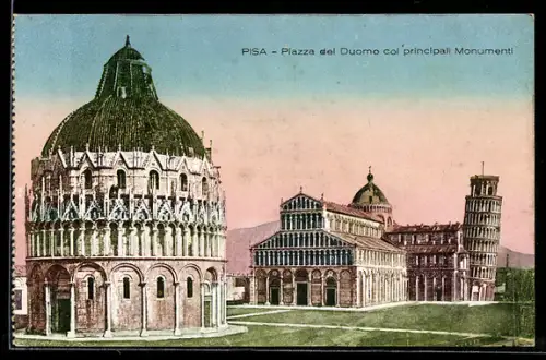 AK Pisa, Piazza del Duomo col principali Monumenti