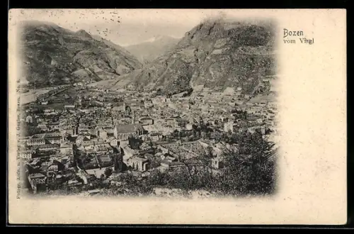 AK Bozen, Teilansicht mit Kirche vom Virgl aus