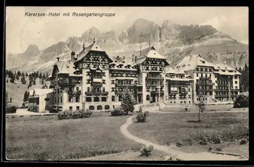 AK Karersee, Hotel mit Rosengartengruppe