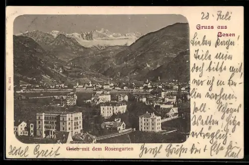 AK Bozen, Blick auf Gries und den Rosengarten