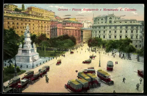 AK Genova, Piazza Acquaverde e Monumento C. Colombo