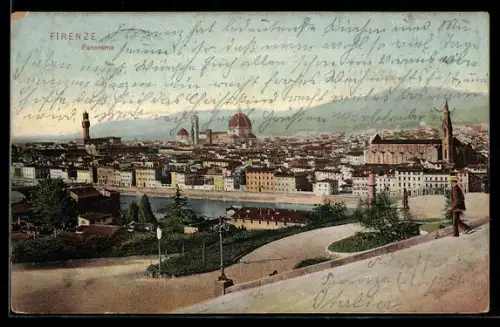 AK Firenze, Panorama mit Kirche
