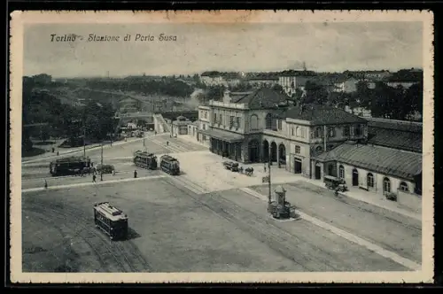 AK Torino, Stazione di Porta Susa, Strassenbahn