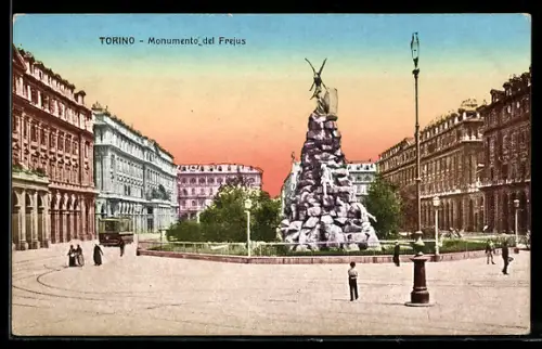 AK Torino, Monumento del Frejus, Strassenbahn
