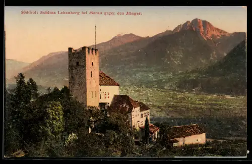 AK Meran /Südtirol, Schloss Lebenberg gegen den Ifinger