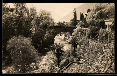 AK Merano, Panorama mit Brücke