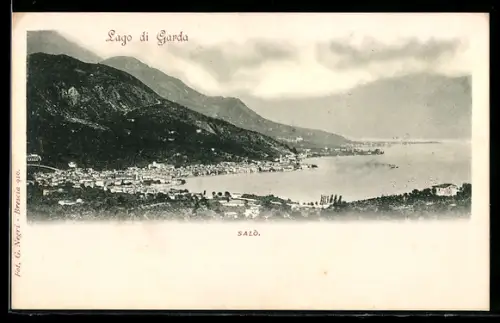 AK Salò /Lago di Garda, Veduta panoramica della città e del lago