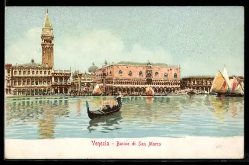 AK Venezia, Bacino di San Marco con gondola e barche a vela