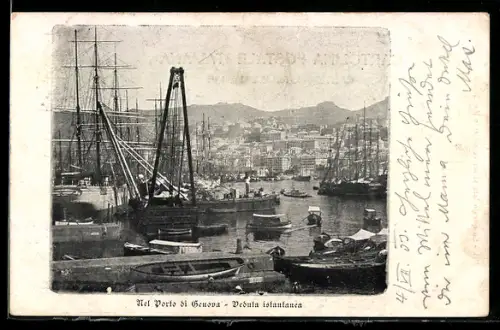 AK Genova, Nel Porto di Genova, Veduta istantanea