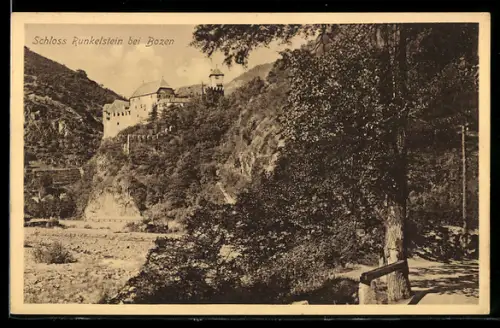 AK Bolzano, Veduta del Castel Roncolo tra gli alberi