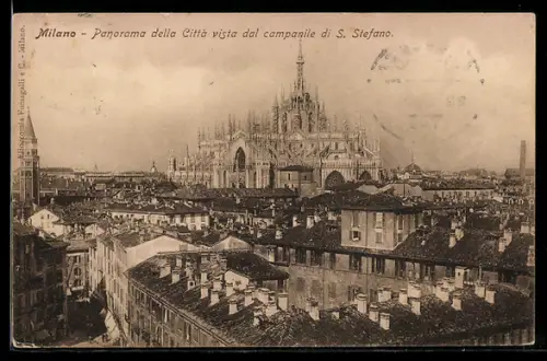 AK Milano, Panorama della Città vista dal campanile di S. Stefano