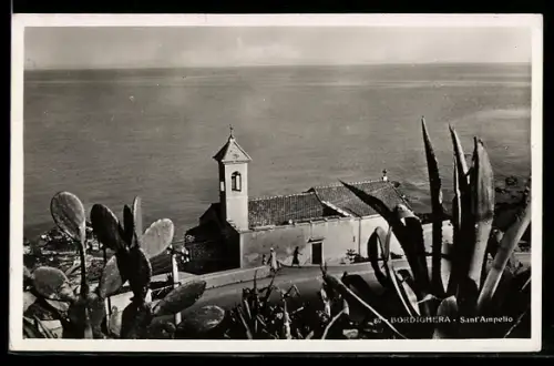 AK Bordighera, Sant`Ampelio con vista mare e cactus
