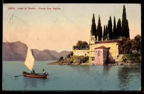 AK San Vigilio, Lago di Garda con barca a vela sul lago