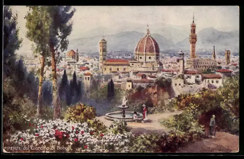 AK Firenze, Vista dal Giardino di Boboli con il Duomo e il Campanile di Giotto sullo sfondo