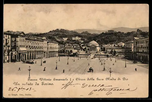 AK Torino, Piazza Vittorio Emanuele I e Chiesa della Gran Madre di Dio