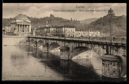 AK Torino, Ponte Vittorio Emanuele I, Chiesa della Gran Madre di Dio