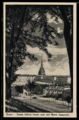 AK Torino, Piazza Vittorio Veneto vista dal Monte Cappuccini