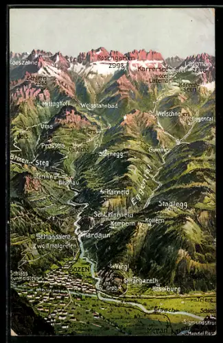 AK Bozen, Veduta panoramica del Catinaccio e del Latemar