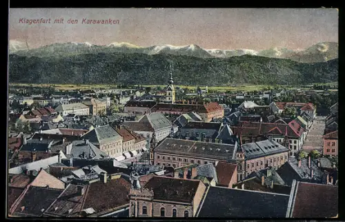 AK Klagenfurt, Panorama mit den Karawanken