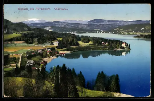 AK Reifnitz am Wörthersee, Panorama mit See und Villen