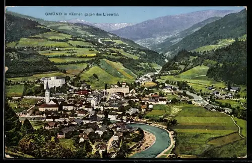 AK Gmünd /Kärnten, Panorama gegen das Liesertal