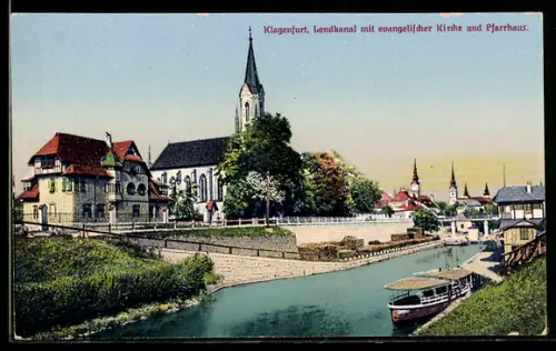 AK Klagenfurt, Lendkanal mit evangelischer Kirche und Pfarrhaus