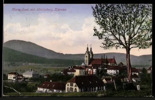 AK Maria Saal /Kärnten, Ortsansicht mit Ulrichsberg