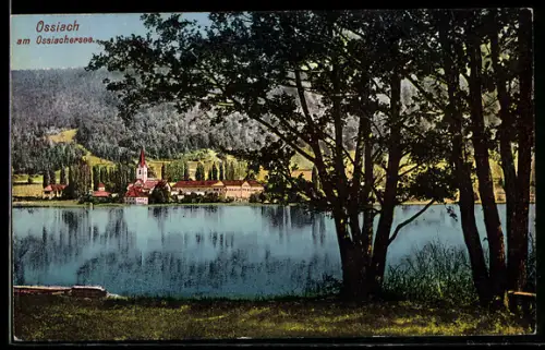 AK Ossiach am Ossiachersee, Panorama mit See und Kirche
