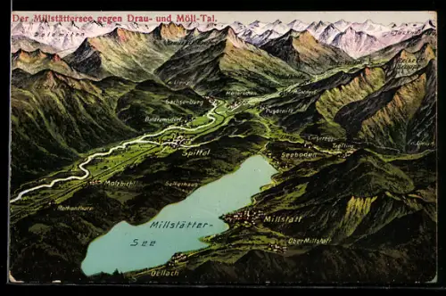 AK Millstatt /Millstättersee, Panorama gegen Drau- und Möll-Tal