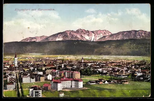 AK Klagenfurt, Panorama mit Karawanken