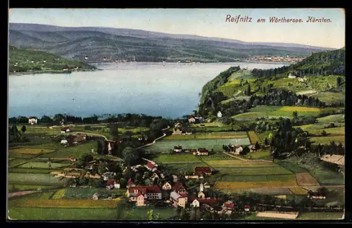 AK Reifnitz am Wörthersee, Panorama mit See und Ort