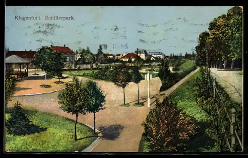 AK Klagenfurt, Schillerpark, Parkanlage mit Promenade