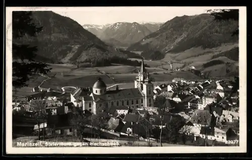 AK Mariazell /Steiermark, Basilika und Ortsansicht gegen Hochschwab