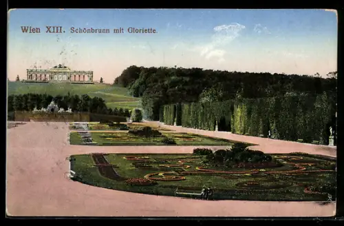 AK Wien, Schloss Schönbrunn mit Gloriette