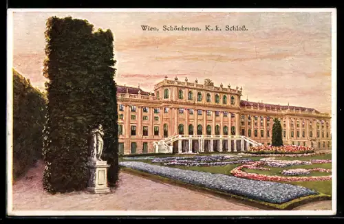 Künstler-AK Wien, Schloss Schönbrunn, Parkansicht
