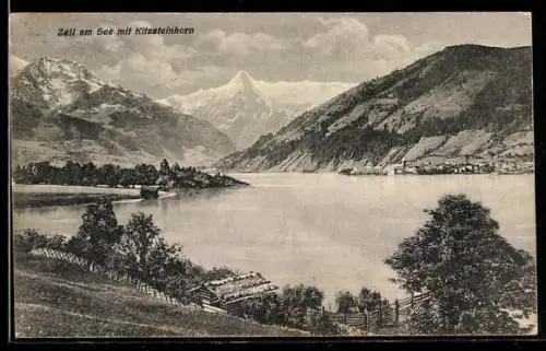 AK Zell am See, Panorama mit Kitzsteinhorn