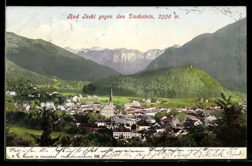 AK Bad Ischl, Ortsansicht mit Dachstein-Panorama