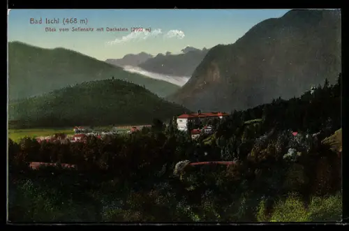 AK Bad Ischl, Ortsansicht vom Sofiensitz mit Dachstein
