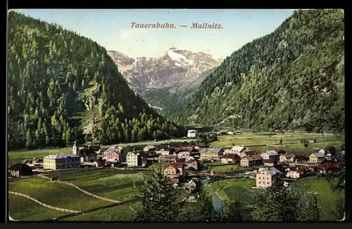 AK Mallnitz /Tauernbahn, Ort und Bergpanorama