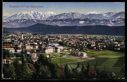 AK Klagenfurt, Gesamtansicht mit den Karawanken