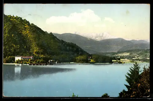 AK Annenheim am Ossiachersee, Annenheim mit See und Gebirgsblick