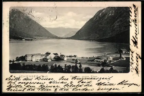 AK Pertisau /Achensee, Pertisau gegen Eben, Panorama mit See und Bergen