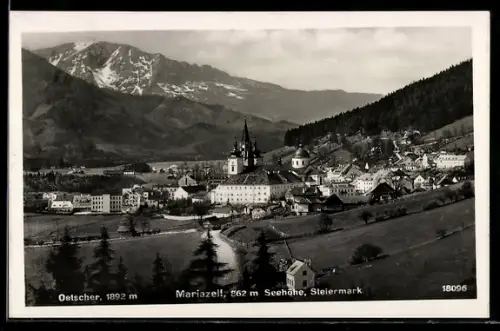 AK Mariazell /Steiermark, Gesamtansicht mit Basilika und Oetscher