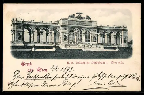 AK Wien, K. k. Lustgarten Schönbrunn, Gloriette