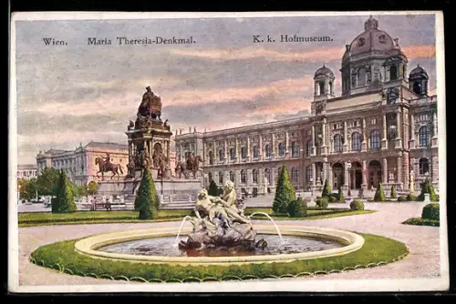 AK Wien, Hof-Museum und Maria Theresia-Denkmal