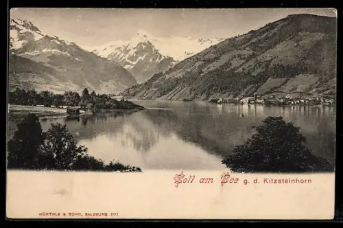 AK Zell am See, Kitzsteinhorn vom Ufer gesehen