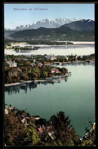 AK Pörtschach am Wörthersee, Panorama mit See und Bergen
