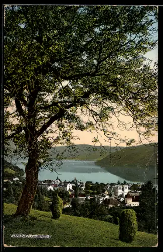 AK Millstatt, Panorama mit See und Kirche