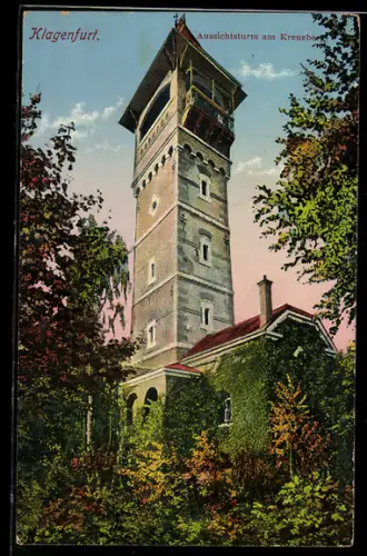 AK Klagenfurt, Aussichtsturm am Kreuzberg