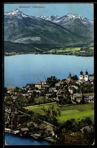 AK Millstatt /Kärnten, Panorama mit See und Kirche